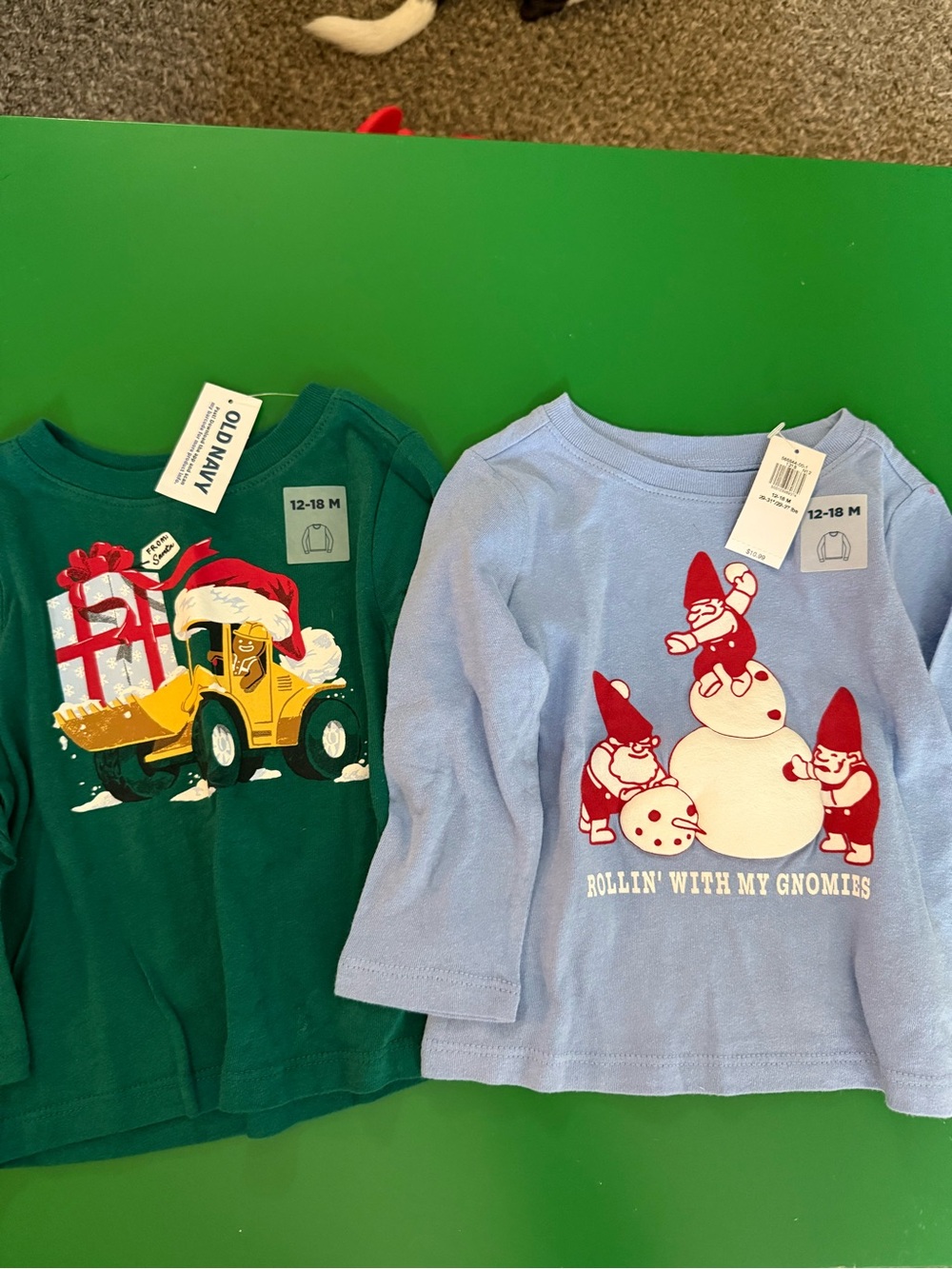2 old navy Christmas long sleeve 12-18 month shirts NWT